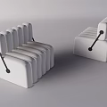 Modern White Single Sofa With Striped Design Black Armrests And Upholstered Fabric