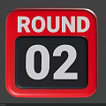 Red Square Icon Design With White ROUND Text And Black 02 Section