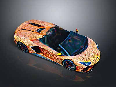 Stylish Orange Convertible Sports Car With Textured Body Black Wheels And Sharp Headlights 3d model