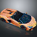 Stylish Orange Convertible Sports Car With Textured Body Black Wheels And Sharp Headlights