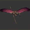 Mythical Armored Warrior And Winged Creature With Red Gold Armor Vibrant Wings And Weapon