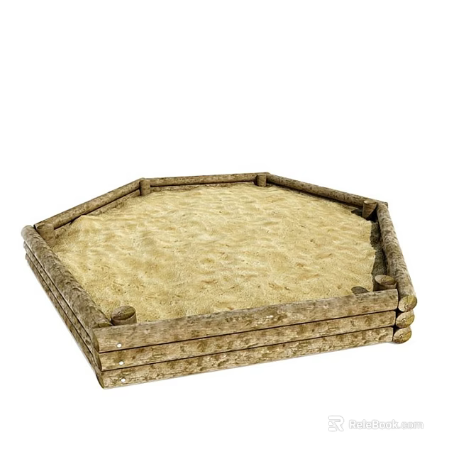 Wooden Hexagonal Sandpit Play Equipment with Safe Edges for Kids Outdoor Fun 3d model 