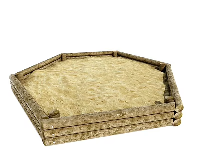 Wooden Hexagonal Sandpit Play Equipment with Safe Edges for Kids Outdoor Fun 3d model