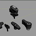Black Mechanical Parts With Various Shapes Including Knobs Handles And Connectors 3d model