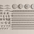 Various Decorative Gypsum Moldings With Ornate Carved Patterns And Classic Designs