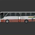 White And Red Passenger Bus With Green Stripes Modern Exterior Design