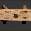 Rustic Natural Wood Stool Furniture Featuring Rectangular Seat With Central Hole And Four Legs