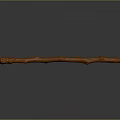 Red Long Textured Surface Staff Weapon With Dark Background Reflective Effect