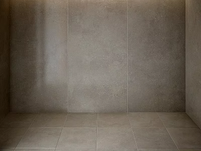 Gray Tiled Wall And Floor In Minimalist Room Interior Design 3d model