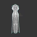 Woman in White Long Dress with Deep V Neckline High Slit and Decorative Patterns
