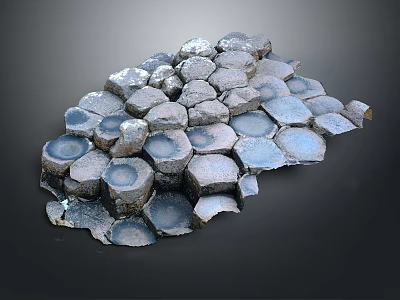 Unique Terrain Composed of Hexagonal Gray Blue Stones With Shiny Surface and Stacked Structure 3d model