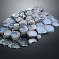 Unique Terrain Composed of Hexagonal Gray Blue Stones With Shiny Surface and Stacked Structure