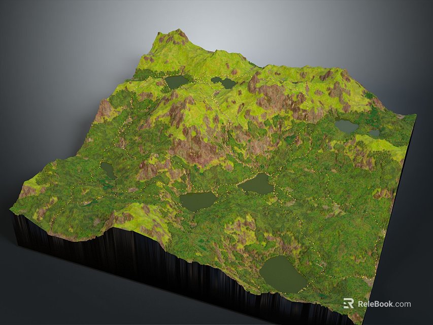 Breathtaking Scenic Mountainous Landscape With Lush Green Vegetation Serene Lakes And Rolling Terrain 3d model 