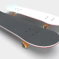 High Quality Skateboard Sports Equipment With Black White Deck And Orange Wheels 3d model