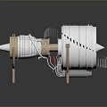 Industrial Equipment Metallic Turbine Structure With Rotating Blades And Support Frame Design