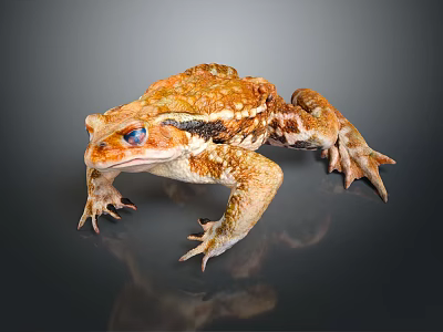 Orange Brown Toad With Blue Eyes And Rough Skin On Dark Background 3d model