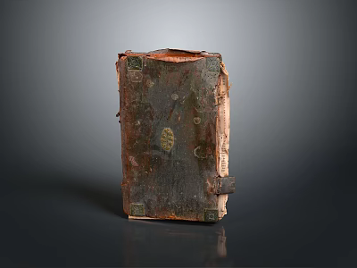 Ancient Leather Book With Worn Cover Metal Corners And Vintage Design 3d model