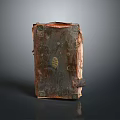 Ancient Leather Book With Worn Cover Metal Corners And Vintage Design