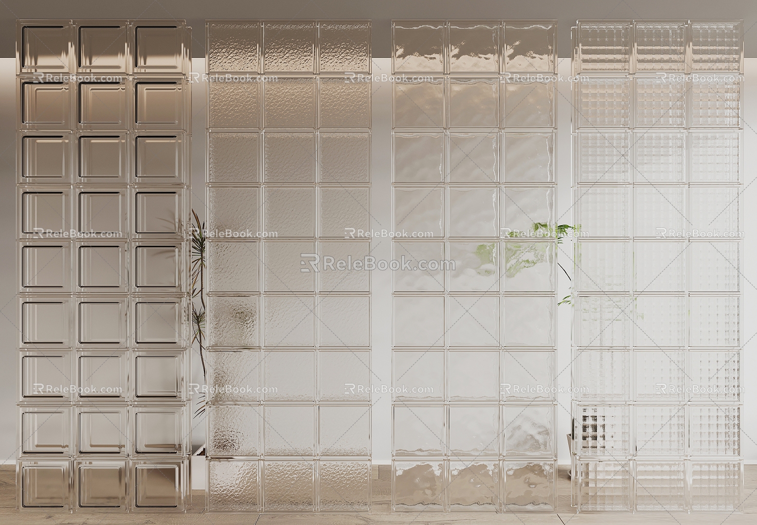 Modern glass brick partition 3d model