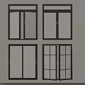 Black Frame Casement Windows With Various Glass Panel Designs For Home 3d model