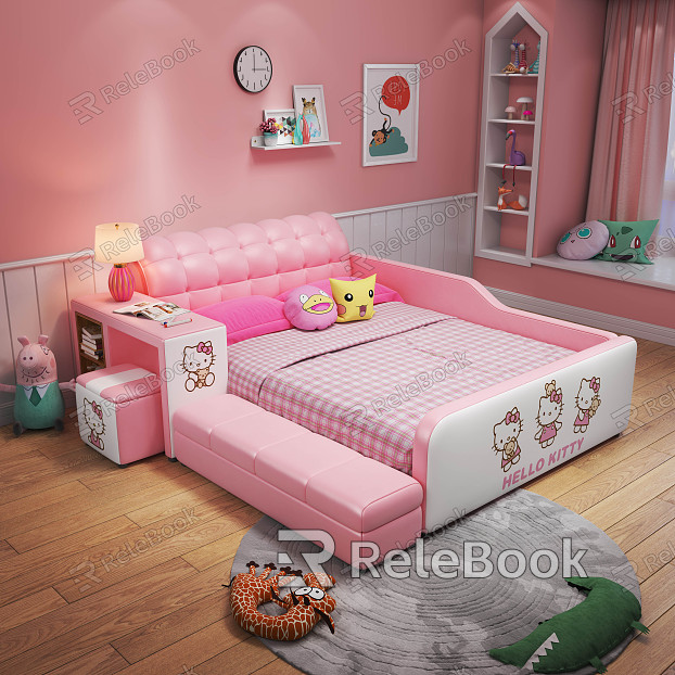 Modern Background Double Bed Daughter Bed model