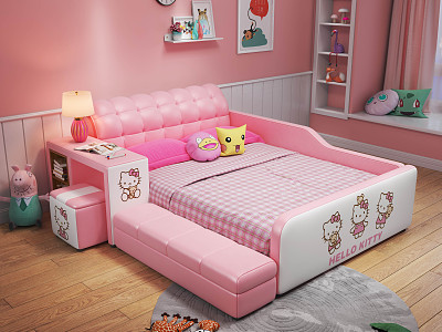 Modern Background Double Bed Daughter Bed model