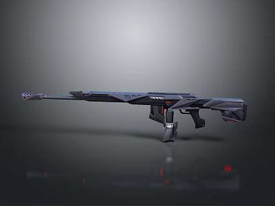 Futuristic Dark Colored Sniper Rifle With Long Barrel Sleek Design Red Accents 3d model