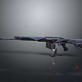 Futuristic Dark Colored Sniper Rifle With Long Barrel Sleek Design Red Accents
