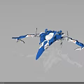 Blue And White Futuristic Spaceship Model With Streamlined Structure For Cosmic Exploration 3d model