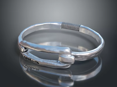 Fashionable Silver Bracelet With Twisted Wire Clasp And Unique Shape Design 3d model
