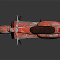 Red Vintage Motorcycle with Distressed Paint Black Seat and Classic Retro Style