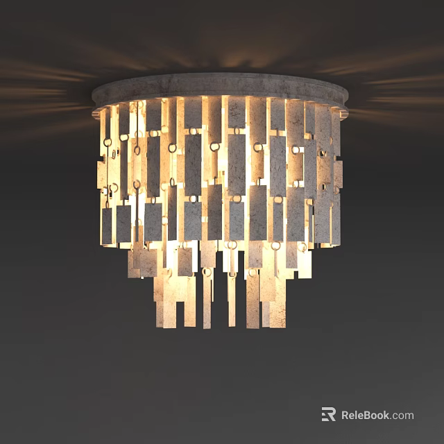 Decorative Flush Mount Ceiling Light With Layered Strip Design And Soft Warm Light 3d model 