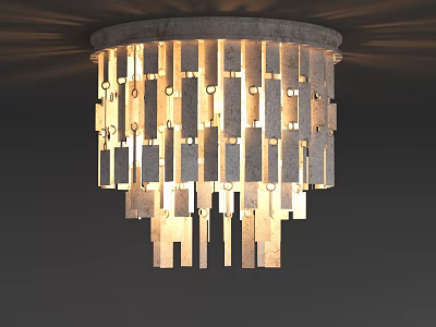Decorative Flush Mount Ceiling Light With Layered Strip Design And Soft Warm Light 3d model