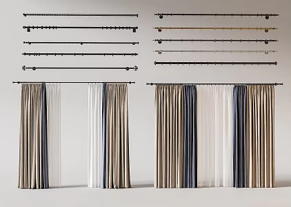 Modern curtain rod curtain rod 3d model