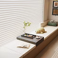 Modern Bay Window Cabinet Bay Window Middle Style Cushion Blinds Curtain Modern Bay Window Cushion Bay Window Cushion Bay Window Pillow 3d model