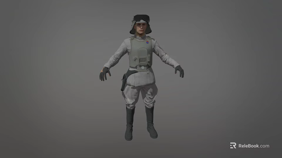 Game And Movie Character Wearing Light Gray Military Tactical Uniform With Helmet Armor And Boots 3d model 