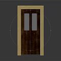 Natural Wooden Double Door With Light Frame And Glass Panels Interior
