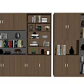 Wooden Bookcase With Multiple Shelves Books Decorative Vases And Small Plants