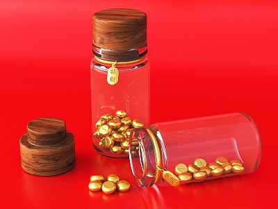 Gold Beans Gold Glass Bottle Wooden Stopper Investment Small Gold Beans Investment Gold model