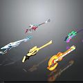 Colorful Sci-Fi Style Weapons With Various Shapes And Vibrant Hues 3d model