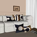 Stylish Throw Pillows With Blue Gold Circular Patterns On Soft Comfortable Sofa