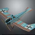 Colorful Cosmic Biplane Model With Blue Pink Stripes Propeller And Cockpit