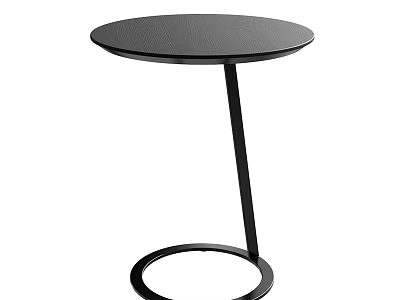 Modern Black Side Table with Round Top and Single Curved Leg Circular Base Minimalist Design 3d model