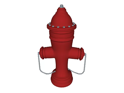 Red Fire Hydrant With Chains For Emergency Fire Safety Equipment Use 3d model