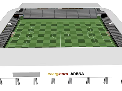 energiNORD ARENA Football Stadium With Green Checkered Pitch And Stands 3d model
