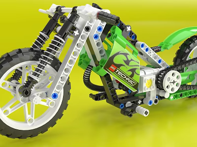 Detailed Green Building Blocks Motorcycle With Rebel Decal And Mechanical Structure 3d model
