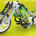 Detailed Green Building Blocks Motorcycle With Rebel Decal And Mechanical Structure