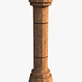 Brown Textured Stone Pillar With Segmented Design And Vertical Structure 3d model