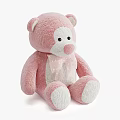 Pink Plush Teddy Bear With White Belly And Sparkly Bow Decoration