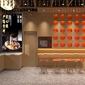 Huainan Beef Soup Restaurant Interior With Orange Decor And Counter Design